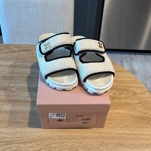 Miu Miu Cream and Black Sandals